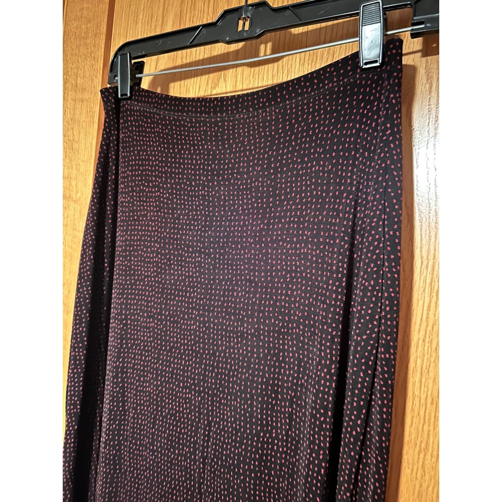 Vintage Y2K Linden Hill Womens Black Red Micro Dot Maxi Skirt Size Small Stretch - Picture 2 of 8